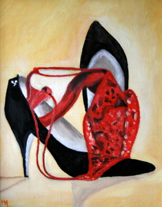 Stilleven met bh en hoge hakken