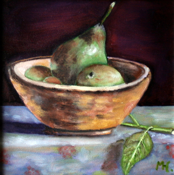 Stilleven met schotel en peer