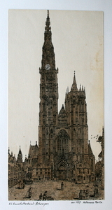 Antwerpen - O.L.Vrouwkerk naar een oude ets