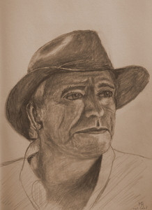 zelfportret met hoed