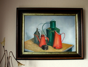 Stilleven met kannen en kruiken