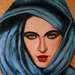 Meisje met blauwe hoofddoek