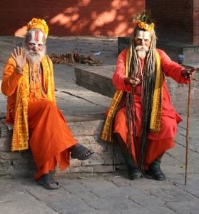 Heilige mannen op Durbar Square