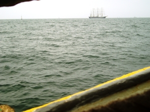Wachten op de start in de regen !