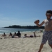 op het strand