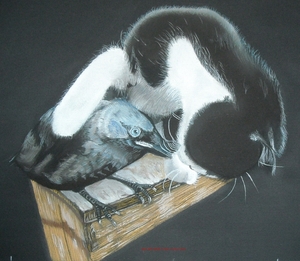 GAAT HET LIEFIE ? Pastel 32 * 32 cm