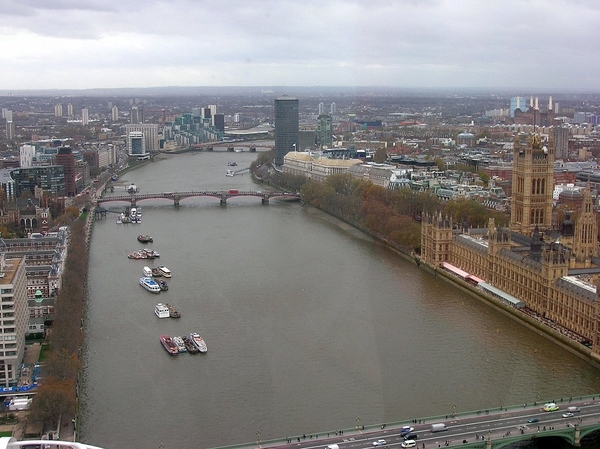 Zicht op London vanuit London Eye