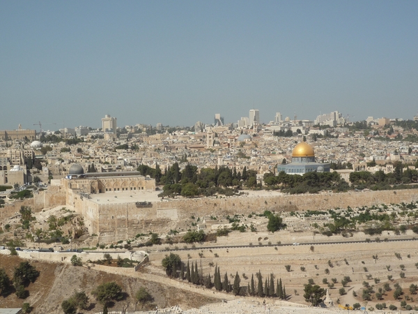 1a Jeruzalem _ oude en nieuwe stad, zicht vanaf de Olijfberg _P10