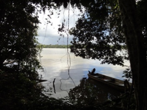 Zicht op de Suriname rivier vanuit Uw hangmat