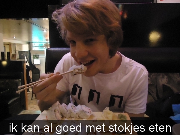 ik kan al goed met stokjes eten