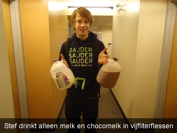 Stef drinkt alleen melk en chocomelk in vijfliterflessen