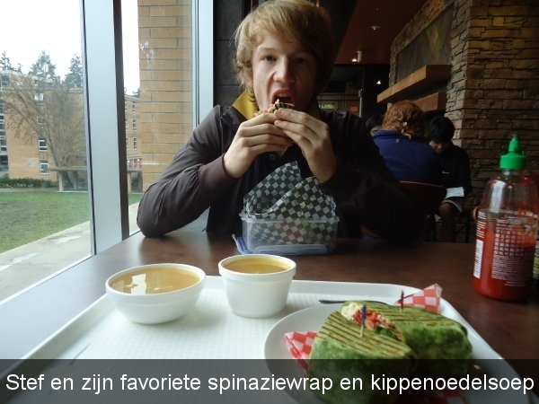 Stef en zijn favoriete spinaziewrap en kippenoedelsoep