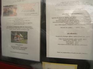 Menu dans un petit restaurant