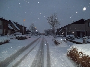 de sneeuwvlokjes dwarrelen