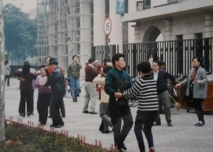 Dancing on the sidewalk