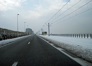 tram in de sneeuw