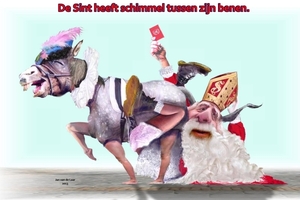 DE SINT HEEFT EEN SCHIMMEL TUSSEN ZIJN BENEN.