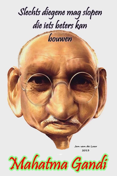 MAHATHMA GANDI, BEROEMDE UITSPRAKEN, KARIKATUUR, JANVANDELAARWEERT.