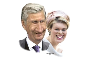 KONING FILIP EN KONINGIN MATHILDE, karikatuur