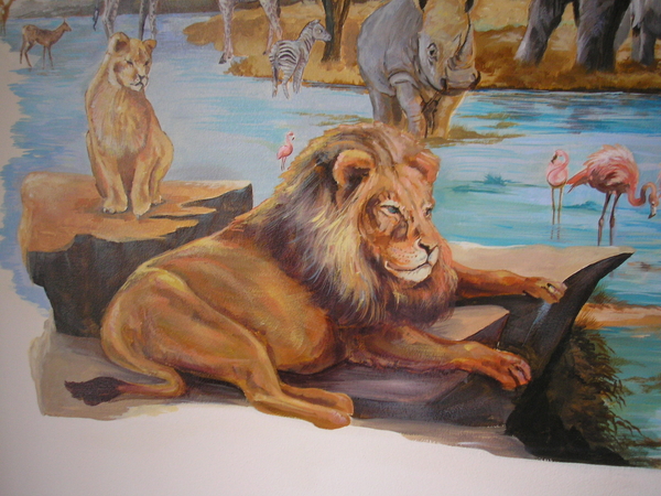 MUURSCHILDERING,WANDSCHILDERING,AFRIKA,DRINKPLAATS