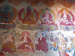 MUURSCHILDERINGEN VAN BOEDDHA'S IN HUNDAR GOMPA