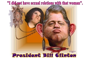 BILL CLINTON, MONICA LEWINSKY, KARIKATUUR.