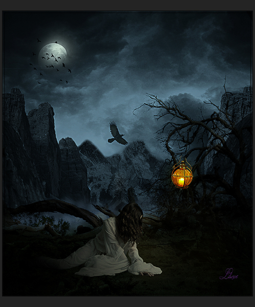 Creepy Lady on a Dark Mountain