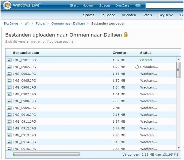Spaces en Sky Drive.....foto's op internet in mappen