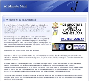 10 Minuten E-Mail adres is handig bij registreren