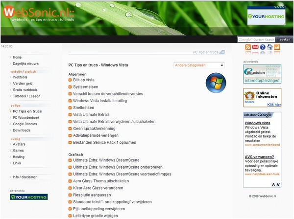 Websonic heeft veel tips zoals over Vista