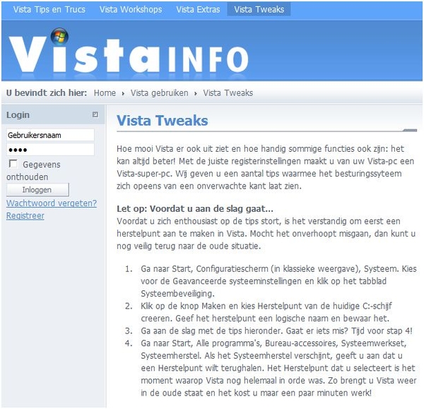 Vista Tweaks (Handige aanpassingen)