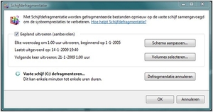 Schijfdefragmentatie in Vista