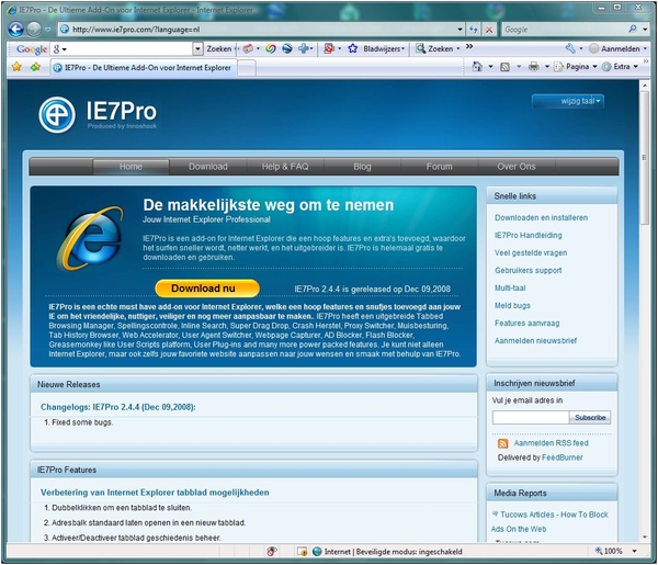 Internet IE 7 Pro instellingen