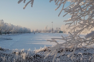 winter 2007 zicht op de ijsbaan in Valkenburg