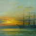 tall ship at sunset