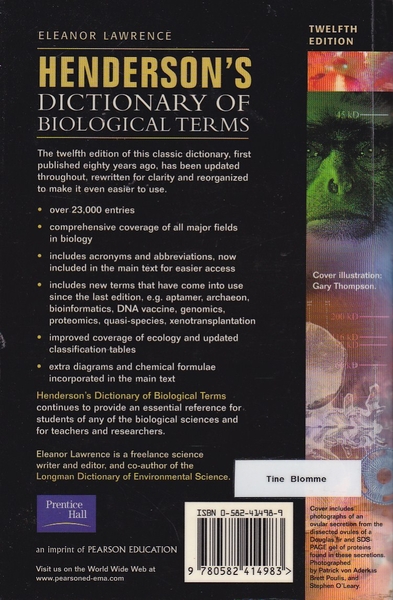 Henderson's dictionary of biological terms (v)