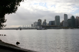 Downtown Vancouver bij zwaar bewolkt weer