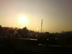 pompeers antenne kok met zon op komst