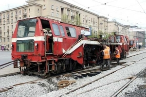 Railsen vernieuwen Sint Petersburg Rusland