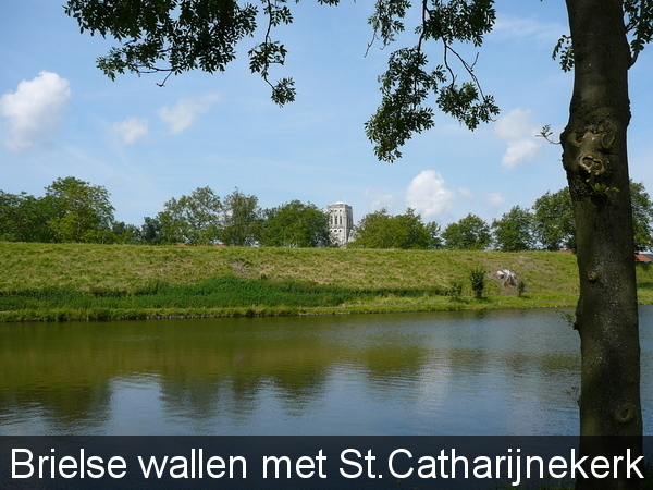 Uitzicht op de wallen van het stadje Brielle