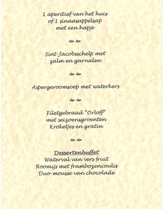 Menu 60 jarigen De Kluis 2