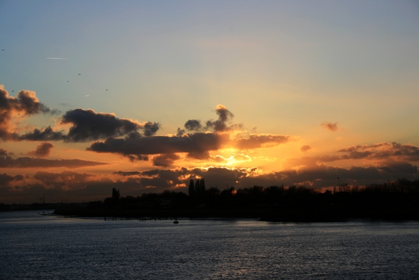 zonsondergang,water,lucht,wolken