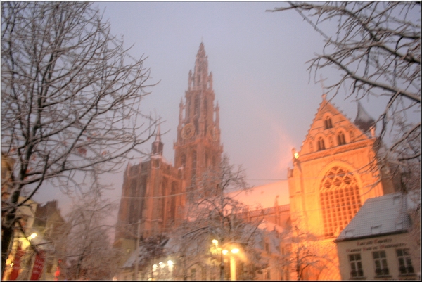 De eerste sneeuw in Antwerpen