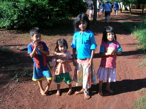 Tupi-Guaranies indianen aan de Iguazu watervallen