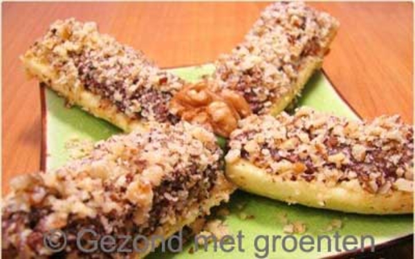 banaan met walnoot en chocolade