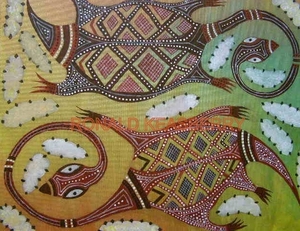 ABORIGINAL MET SCHILDPADDEN IN ACRYL