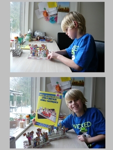 Rick ingespannen bezig met een bouwplaat