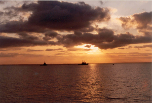 artistieke foto zonsondergang met slepers