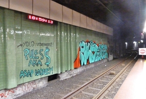 Graffiti metro tunnel Groenplaats