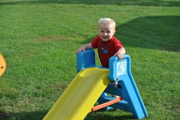 Ruben bij Opa en Oma in Vorden.